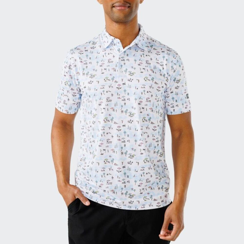 Waggle Men's Beached It Polo T-Shirt - True White L